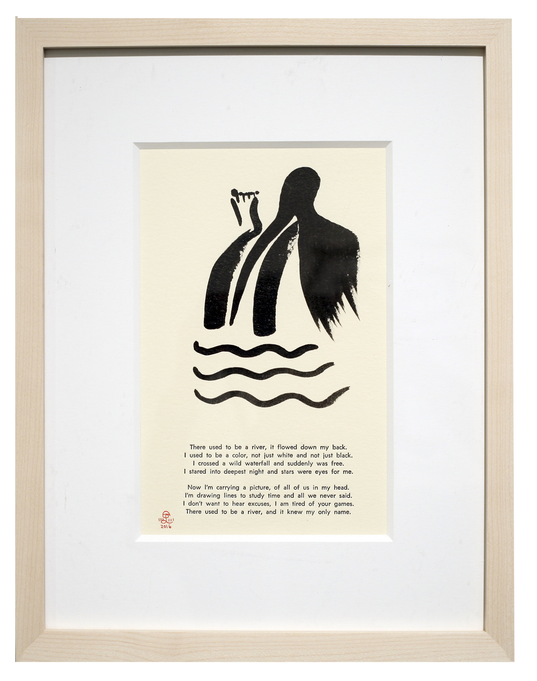 drawings-together a- "There Used To Be A River"Black ink with letterpress Poem by JNM
Letterpress by Tip Type
