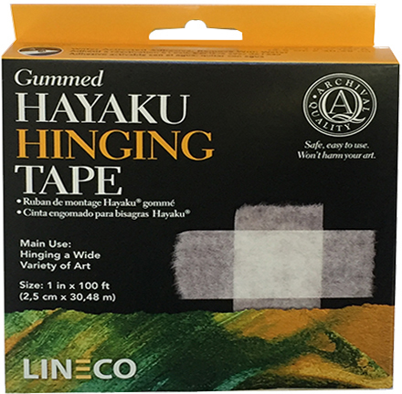 Lineco,Gummed Hinging Hayaku Tape 1 X 100 Feet. Archival with Acid-Free  Water Activated Adhesive.