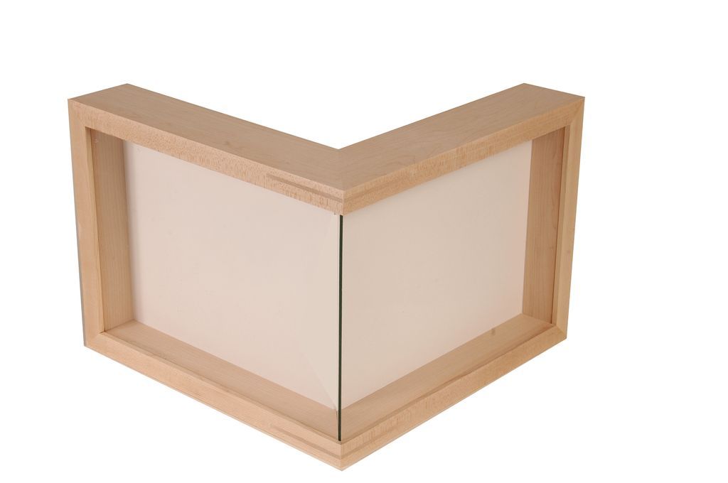 Prototype of 90 degree corner frame 61 1/2" x 92" front view Prototype custom corner frame front view