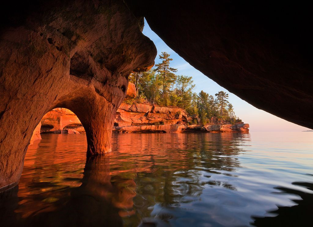 APOSTLE ISLANDS 020 Sandstone formations, Bear Island, Apostle Islands National Lakeshore, Wisconsin.