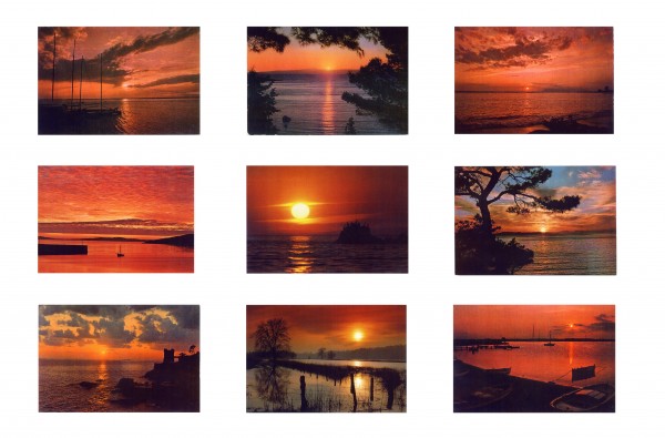 Feldman_Sunset_PF 131 Sunset, mid-1970s. Hans-Peter Feldmann (German, b. 1941). Color Xeroxes; 105.4 x 121.9 cm (overall). © Hans-Peter Feldmann, courtesy 303 Gallery, New York. HPF 131.