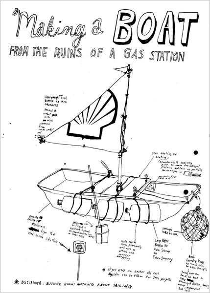 Essential Knowledge: Making a Boat, 2012-14, 23 x 17 inches, ink on paper