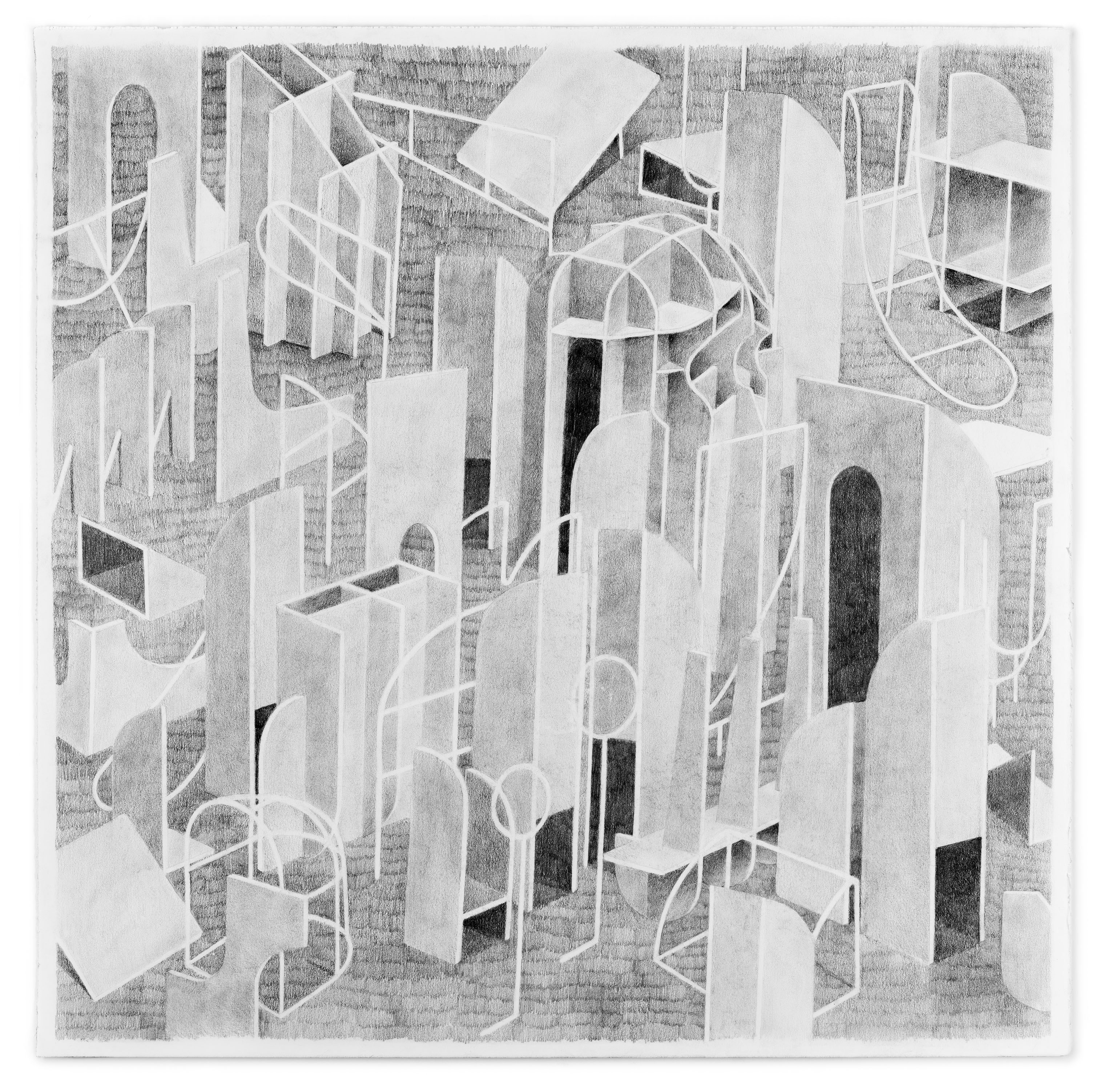 CallandResponse_25x25_Graphiteonpaper_2017 Kat Chamberlin, "Call and Response" graphite on paper, 2017, 25 x 25