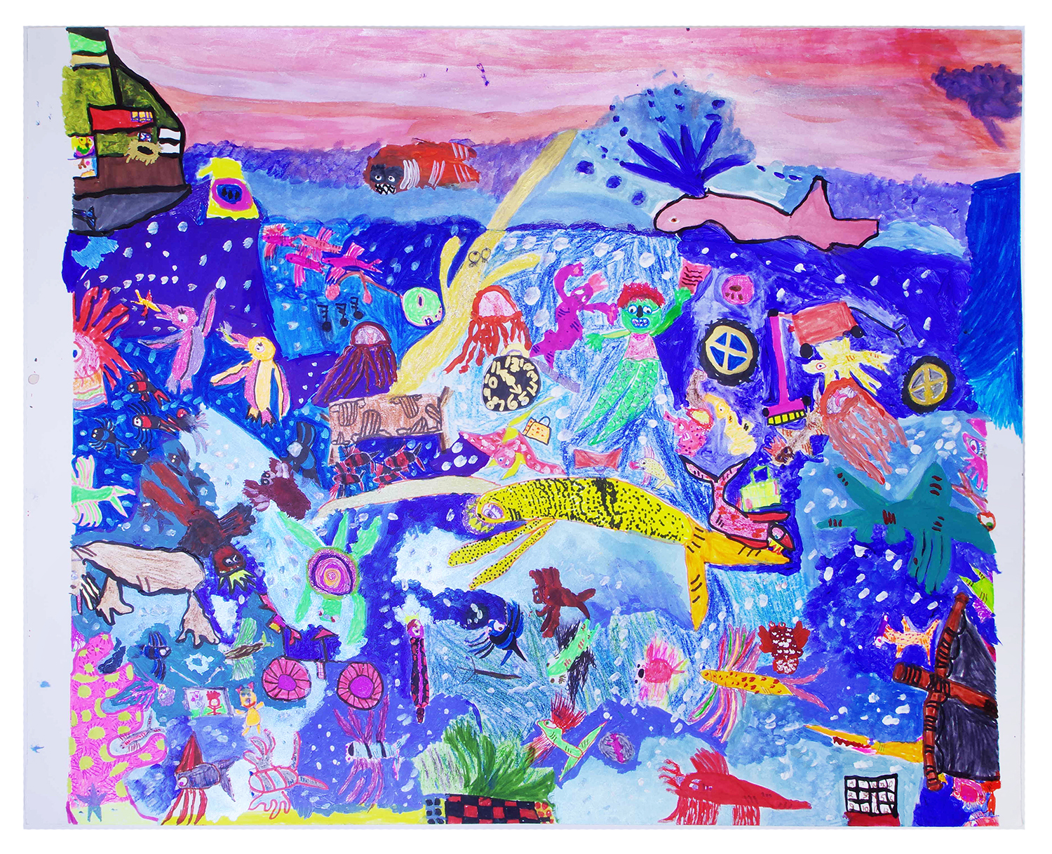 Ashlea Karkula, Under the Sea, mixed media on paper, 2018
