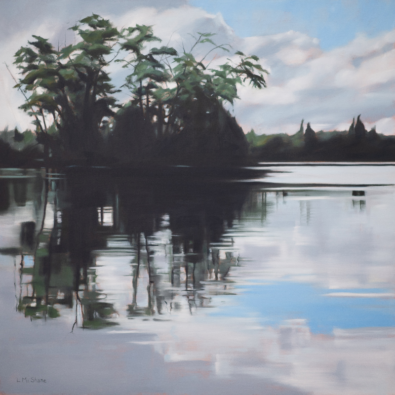Lisa McShane "Green Lake" Oil on Linen, 36” x 36”, 2021
